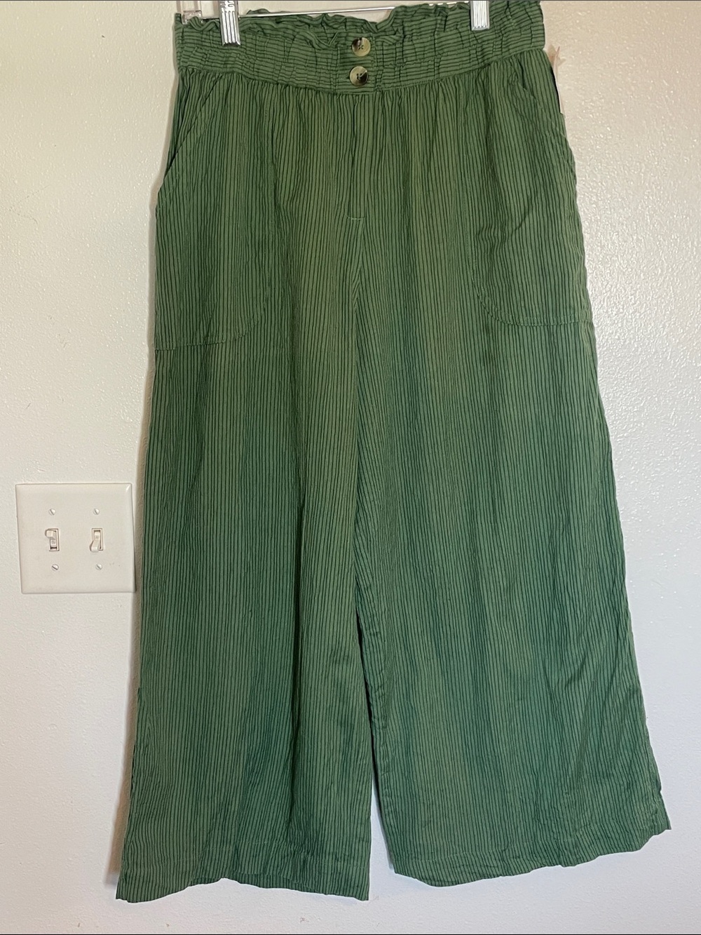 High-Rise Wide Leg Pants in Olive Green